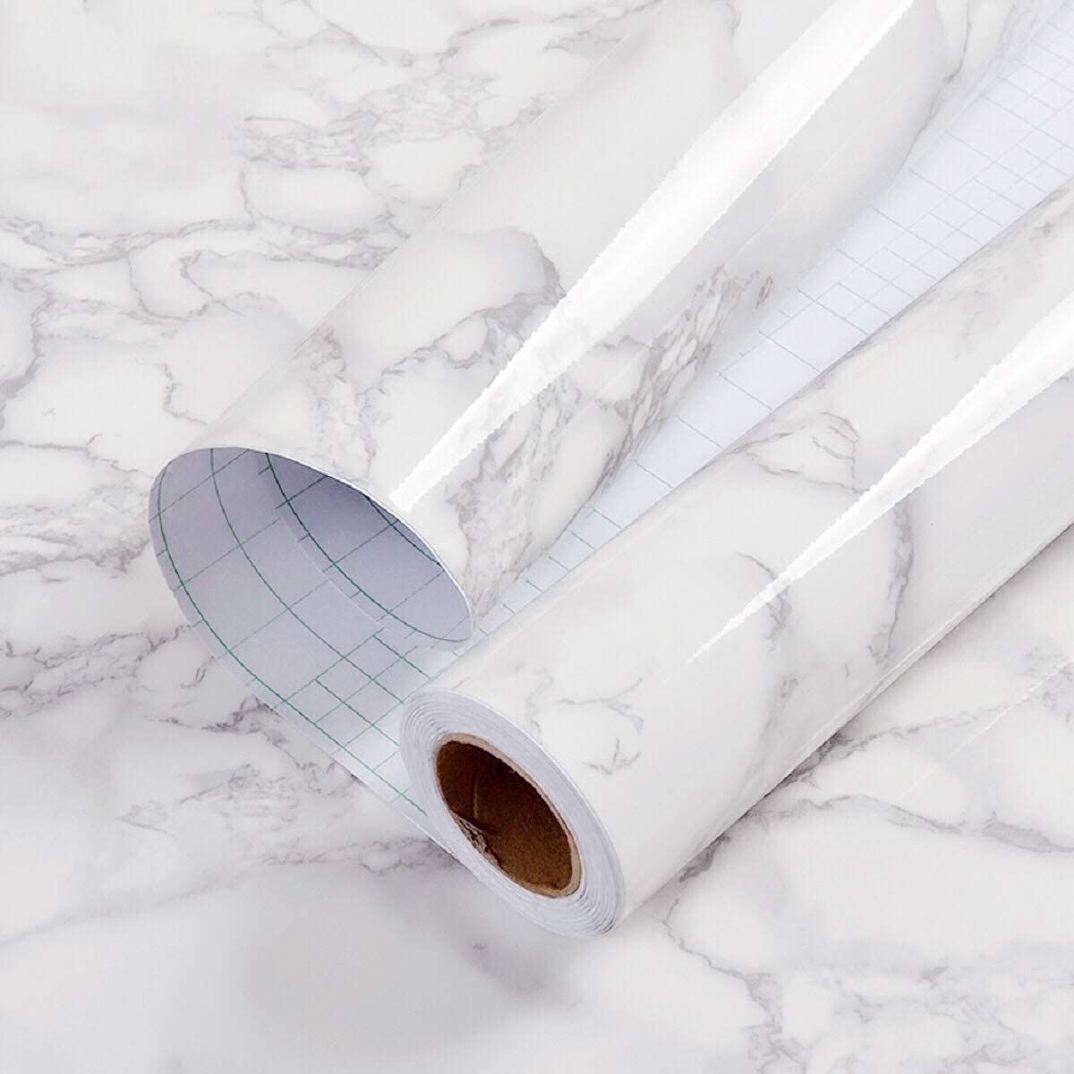 (Pack of 5) Self Adhesive White Marble Sheet for Kitchen