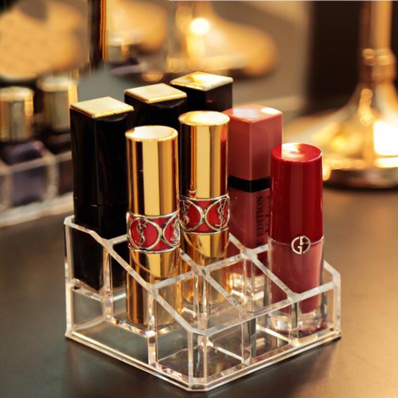 9 Grid Acrylic Makeup  Transparent Cosmetic Box