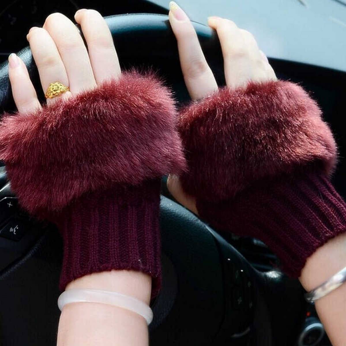 Fancy Winter Wool Gloves for Women Girls